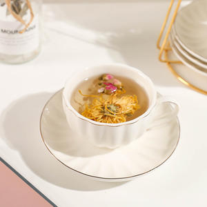 Ensemble de tasses à café en céramique avec soucoupes et support plaqué or pour le thé de l'après-midi, usage domestique, design uni - Product Image 5