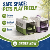 Cage de transport pliable en fil de fer solide pour animaux de compagnie avec poignée supérieure et gamelles intégrées pour nourriture/eau, idéale pour le transport vétérinaire et aéroportuaire