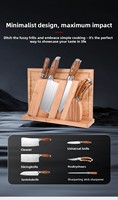 Ensemble de 8 couteaux de cuisine en acier 9cr18mov avec manche en bois coloré et planche à découper en bambou pour la maison, le restaurant, les cadeaux et la cuisine