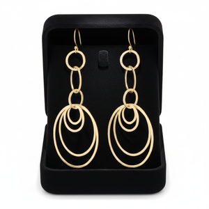 Boucles d'oreilles pendantes multicouches géométriques dorées, bijoux fantaisie modernes pour femmes - Product Image 1