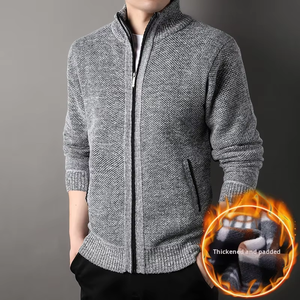 Cardigan en maille zippé à <span class=keywords><strong>col</strong></span> <span class=keywords><strong>roulé</strong></span> pour homme, personnalisable avec logo, idéal pour l'hiver - Product Image 1
