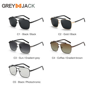 Gafas de sol polarizadas Greyjack para hombre, montura de metal negro, protección UV400, lentes cuadradas grandes, gafas para conducir - Product Image 5