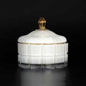 GEO Cut bianco <span class=keywords><strong>tazza</strong></span> di cera di lusso nuovo stile in oro rosa <span class=keywords><strong>barattolo</strong></span> di <span class=keywords><strong>vetro</strong></span> candela con coperchio al dettaglio <span class=keywords><strong>barattolo</strong></span> di caramelle vendita calda arredamento per la casa BR - Product Image 1