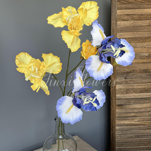 Fleurs d'iris artificielles Jinxi, 3 têtes, fleurs en soie, décoration de mariage et de maison, vente directe d'usine transfrontalière - Product Image 3