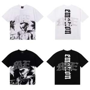 Camiseta de verano de manga corta con estampado abstracto y pedrería, estilo holgado, estilo urbano, EMOTION, para hombre y mujer - Product Image 1