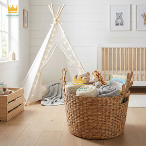 Cesta de Almacenamiento Decorativa, Cesta de Lavandería Tejida de Jacinto de Agua Natural para la Habitación de Niños y Bebés, Precio Económico - Product Image 5