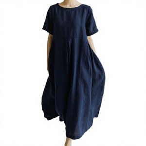 Boutique Wholesale 2025 Summer New Fashionable Solid Breathable Nonwoven Floor-Length A-Line Loose Neck Casual <b>Spaghetti</b> Dress - Product Image 3