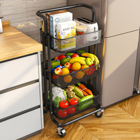 Offre Spéciale 3 niveaux Cuisine en métal roulant Utilitaire panier Mobile Petit Roulement Panier De Stockage Chariot 3 tiroirs De Stockage panier