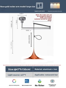 Lampada a Sospensione per Ristorante in Alluminio a Spettro Completo Orientabile, Lampada Danish Horn, Lampada Minimalista a Braccio Orientabile a Cappello da Mago per Studio - Product Image 6
