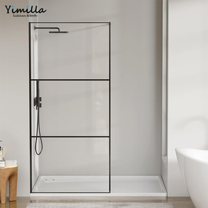 Mampara <span class=keywords><strong>de</strong></span> Ducha <span class=keywords><strong>de</strong></span> Vidrio Personalizada, Marco Rectangular <span class=keywords><strong>de</strong></span> Aluminio, <span class=keywords><strong>Diseño</strong></span> Moderno, Función <span class=keywords><strong>de</strong></span> Cierre Suave, <span class=keywords><strong>para</strong></span> <span class=keywords><strong>Baño</strong></span>, 3 Años <span class=keywords><strong>de</strong></span> Garantía - Product Image 2