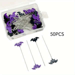 50 Piezas de Alfileres de Costura con Forma de Murciélago para Halloween, Agujas de Bordado y Costura para Manualidades y Decoraciones - Product Image 1
