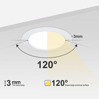 Plafonnier LED encastré ultra-plat pour bureau intérieur, 2, 3, 4, 5, 6, 8 pouces, 12W, 18W, 24W, pour zone commerciale
