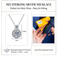 Magnifique collier en moissanite ronde de 1 carat, couleur D, pureté VVS1, taille brillant, passe le testeur de diamant, pendentif en argent sterling 925