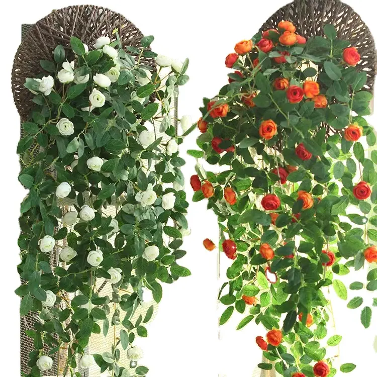 시뮬레이션 장미 덩굴 인공 꽃 덩굴 차 장미 벽 교수형 에어컨 덩굴 와인딩 장식 플라스틱 식물 그녀