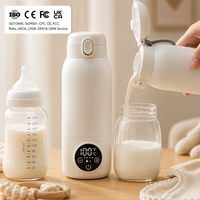 Chauffe-biberon portable de voyage compact, chauffe-lait électrique rechargeable, matériau SUS316, capacité 500 ml, réglage 70°C
