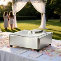 Plat à réchaud en acier inoxydable 304 poli miroir, chauffe-plats de luxe commercial haut de gamme pour buffet, équipement de restauration professionnelle