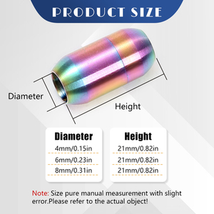 Hobbyworker Edelstahl Magnetverschluss Zylinder Kordel-Endverbinder Verschlüsse für Lederband Armband DIY Schmuckzubehör - Product Image 2