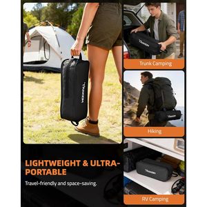Chaise de camping pliante Trakiom à dossier haut, en aluminium noir et tissu Oxford, légère et portable, avec appui-tête réglable - Product Image 6