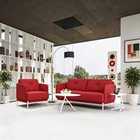 Ensemble de canapés de bureau Chesterfield modernes en tissu pour les zones de réception et la maison/l'hôtel, base en métal élégante pour le salon