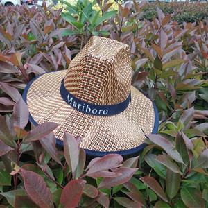 Sombrero de Paja Estilo Vaquero Marlboro, Ala Ancha, Protección Solar para Verano, Sombrero de Papiro para Hombre para Actividades al Aire Libre - Product Image 3