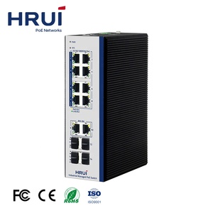 Thiết Bị Chuyển Mạch PoE Công Nghiệp HRUI 10 Cổng PoE Gigabit IP40 4 Cổng SFP BT90W Phục Hồi Vòng Nhanh L2 + Công Tắc POE Được Quản Lý - Product Image 1
