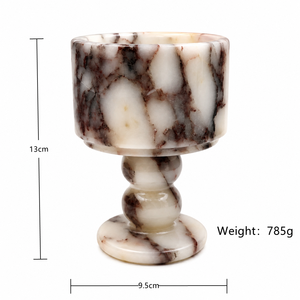 Portacandele NANWEI in Pietra Naturale Calacatta Viola Turca con Base a Doppia Sfera, Supporto per Candele Tealight con Venature Viola - Product Image 5