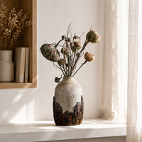 Vase de table en céramique artisanal peint à la main, style antique, léger et écologique, pour décoration florale sèche en restaurant