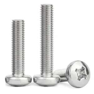 All Size DIN7985 304 316 Stainless Steel Cross Recessed PM Machine Screw GB818 Pan Head Phillips Screws