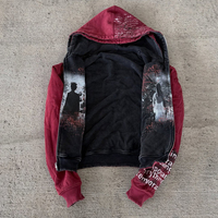 Sudadera con capucha de corte holgado y largo, con cremallera completa, estilo streetwear, lavado ácido, vintage, reversible, corte cuadrado, estampado DTG, para fabricantes de ropa, venta al por mayor