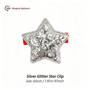 Applique e fermagli per capelli a stella gonfiata con glitter rosso, bianco e blu, ornamenti a stella con paillettes patriottiche, per feste del 4 luglio e del Giorno dell'Indipendenza - Product Image 6