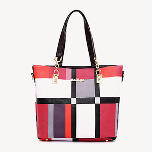 Conjunto de Bolsos de PU con Cierre y Borlas para Mujer, Diseño Color Block, 6 Piezas, Negro/Marrón/Azul - Product Image 6