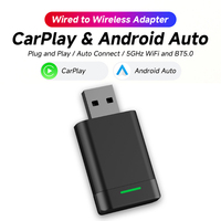Mini Boîtier Adaptateur AI Sans Fil 2-en-1 CarPlay Android Auto Haute Vitesse Wi-Fi 5.8GHz pour iOS 10+/Android 11+ 1 An de Garantie
