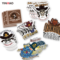 Autocollants personnalisés en vinyle découpés à la forme, imperméables, motif Cowboy/Cowgirl cool, pour ordinateur portable et bouteille