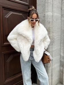 Chaqueta <span class=keywords><strong>de</strong></span> mujer <span class=keywords><strong>de</strong></span> <span class=keywords><strong>piel</strong></span> sintética con cuello grande <span class=keywords><strong>de</strong></span> <span class=keywords><strong>piel</strong></span> <span class=keywords><strong>de</strong></span> zorro - Product Image 3