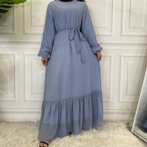 6294 #   Robe Abaya élégante rose à volants, coupe ample avec ceinture, vêtements islamiques, robes Abaya pour femmes musulmanes - Product Image 5