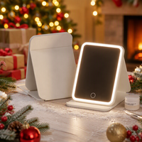 Miroir de Maquillage LED Pliable Intelligent HD Style Ins Portable pour Dortoir Étudiant avec Lumières LED Intégrées