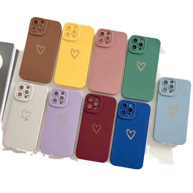 Stylish Cute Love-Heart Bling Plating TPU Case for Women Soft Back Cover Electroplate Special Craft for Mobile Phone Cases