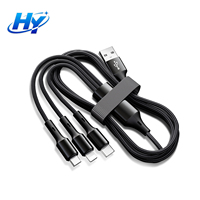 Cable de Datos USB-A a C/L/Micro 3 en 1, Carga Rápida y Transferencia de Datos, Material de Nylon Trenzado, para Android, iOS, iPhone, Samsung