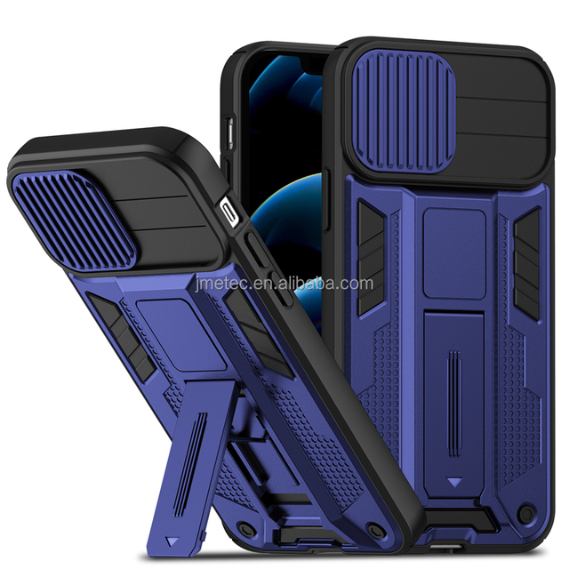 Phone Case With Magnetic and Kick Stand Slide Camera Lens Protection armor Grade Phone Case for Iphone 14 Plus 13 Pro Max