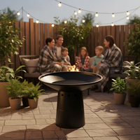 Brasero extérieur élégant en acier noir de 28 pouces au design moderne, foyer et brasero à charbon pour patio, jardin et cour arrière