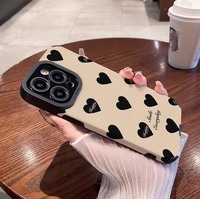 Nouvelle coque de téléphone portable en cuir TPU souple avec impression de cœurs et de rayures verticales pour iPhone Xs 11 12 13 14 15 16 17 18 Pro Max