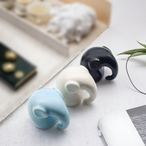 Elegant Good Luck <strong>Elephant</strong> Decor for Home, Small <strong>Ceramic</strong> <strong>Elephant</strong> Statue Figurine for Home Decor, Collection Ornament - White - Product Image 3