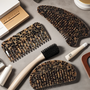 BIZE Custom Logo European American Acetic Acid Hair <b>Combs</b> Fashion Anti-static Marble Pattern <b>Wide</b> Teeth Hair Acetate HCB067 - Product Image 2