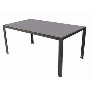 Modern Furniture Dining Tables Tempered Glass Metal Table Easy-clean Glass Table