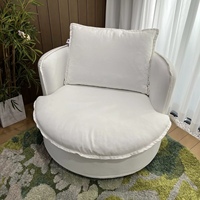 Fauteuil pivotant à 360° au design moderne en tissu coton et lin, confortable et doux pour les salons, les chambres, les appartements et les centres commerciaux
