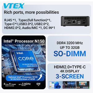 N150 Bộ Vi Xử Lý Văn Phòng Mini PC Ddr4 Kép M.2 Khe Cắm Win 10 <span class=keywords><strong>Linux</strong></span> <span class=keywords><strong>USB</strong></span> Đầy Đủ Chức Năng Loại C Văn Phòng Kinh Doanh Xách Tay Mini Máy Tính - Product Image 2