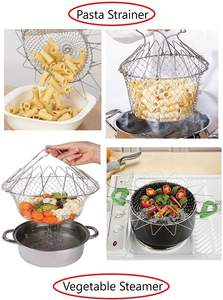 Panier à frites pliable et multifonctionnel, en acier inoxydable, bon marché, de cuisine, avec chaîne - Product Image 5