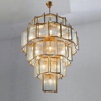 Lustre LED en verre doré pour projets hôteliers, salons, escaliers et décoration intérieure – Vente en gros directe usine