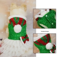 Robe pour chien de luxe écologique coupe-vent en polyester brillant et moelleux, populaire, confortable, à motif à pois, pour Noël et les vacances d'hiver