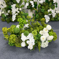 PROMISE nouveau conçu fleur pilier arc blanc et vert fleur prix de gros fleur artificielle arc pour mariage toile de fond décor